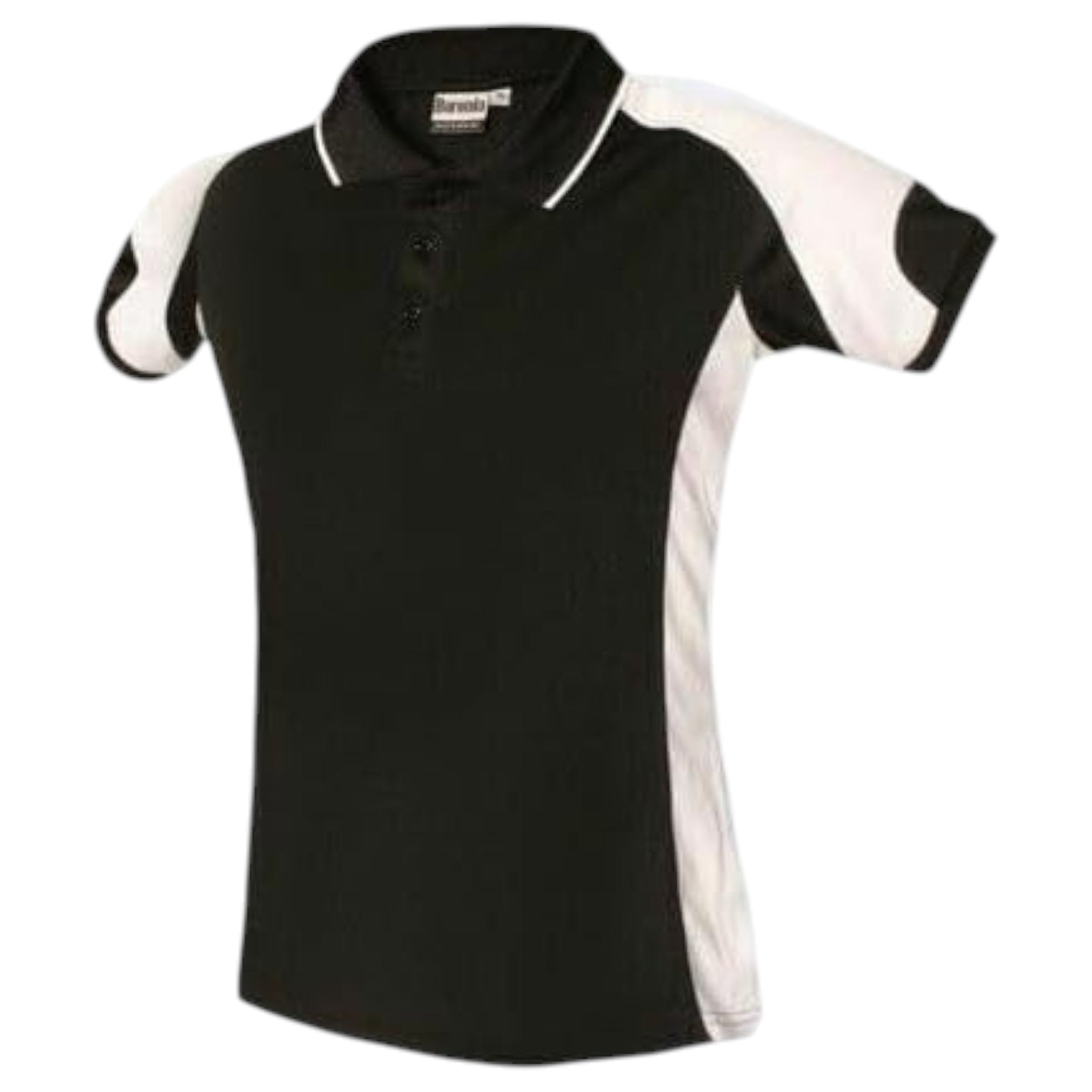 Children's black and white polo sports shirt short sleeve breathable school PE top